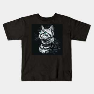 Bengal Cat And Rose Kids T-Shirt